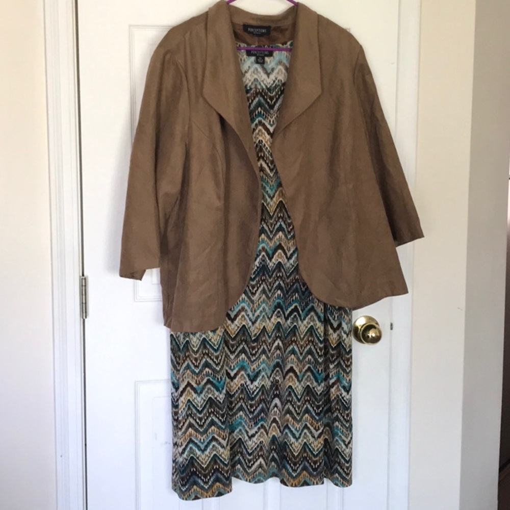 Perceptions dress with brown  3/4 sleeve jacket
